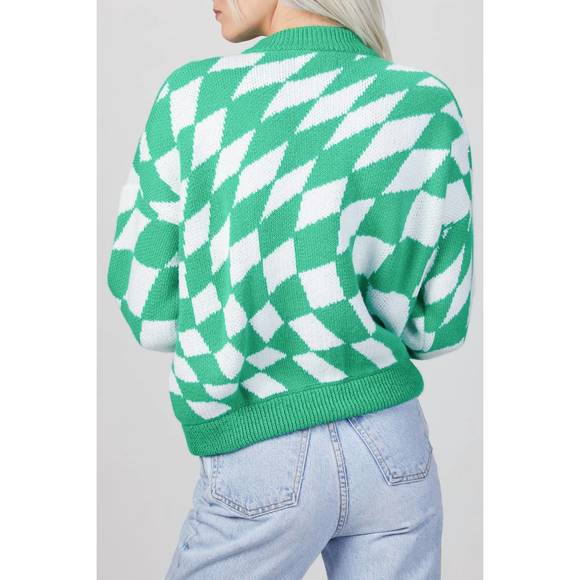 NEW LISA SAYS GAH emma sweater in green/white - Picture 5 of 5